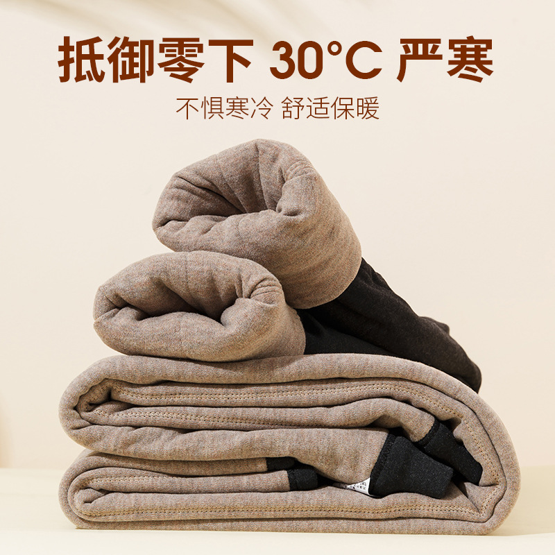 超厚キャメルケース保温パンツ男性は冬にベルベットを厚くして、腰の中に綿のズボンを着ている高齢者東北卸売り