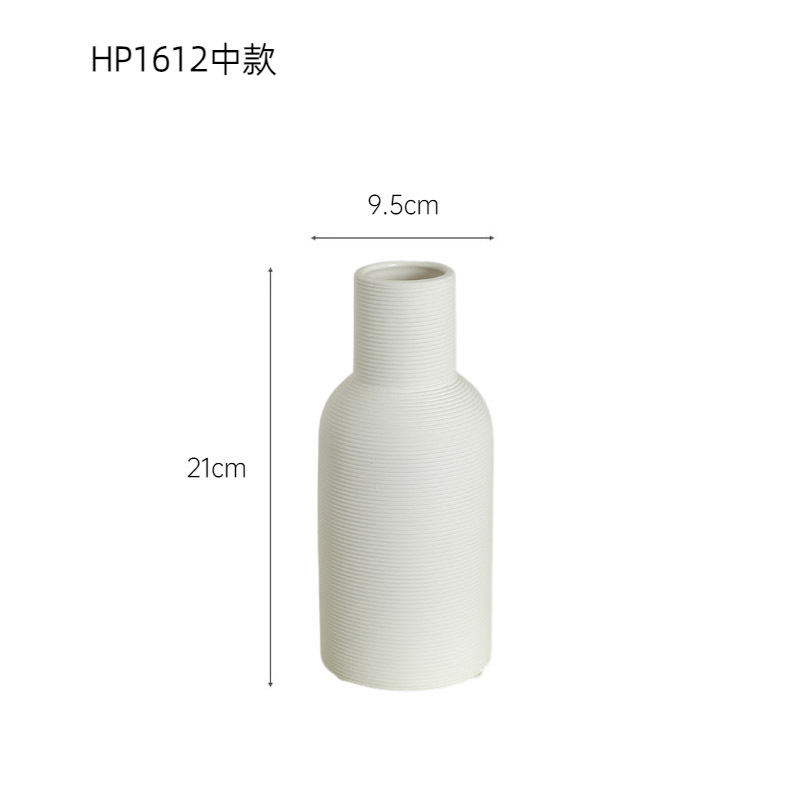 Jarrón de cerámica simple blanco escritorio suave decoración Nordic hogar sala de estar comedor arreglo de flores secas decoración al por mayor