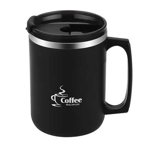 Factory direct supply office worker office coffee cup with lid double-layer insulated cup 304 stainless steel mug gift
