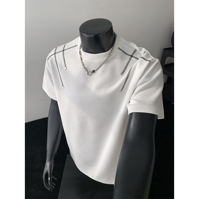 2026 Summer 270g American-Style Rivet Large-Size Short-Sleeve T-Shirt Dt6278 Special P25 Suggested Retail Price 68