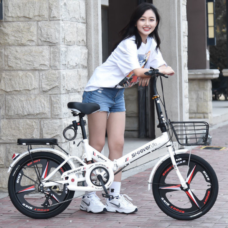 New folding variable speed bicycle adult solid tire 20/22 inch student men's and women's small pedal bicycle