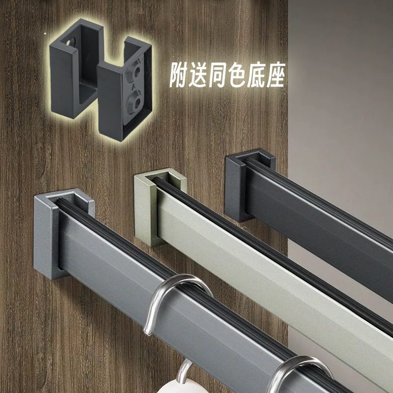 armario grueso varilla de colgante de ropa aleación de aluminio varilla de paso de ropa armario barra transversal fijación interior brida antideslizante varilla de ropa silenciosa