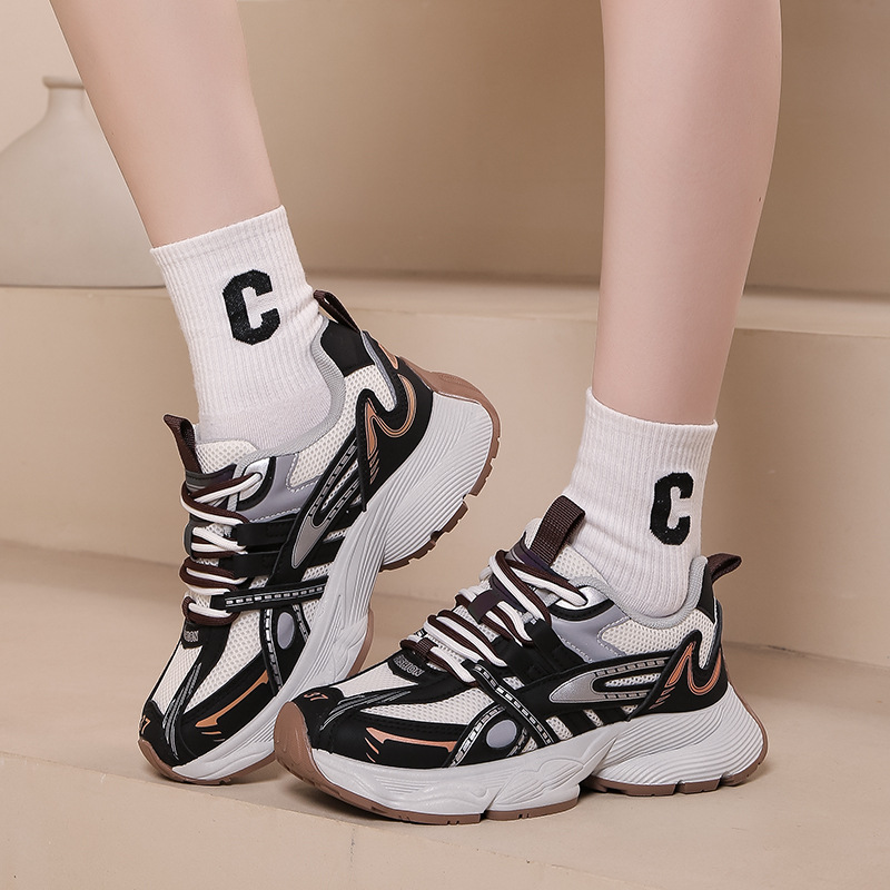 Estación Europea mostrar pies pequeños zapatos de papá de las mujeres 2023 otoño nuevo pequeño fondo grueso ligero zapatillas Casuales