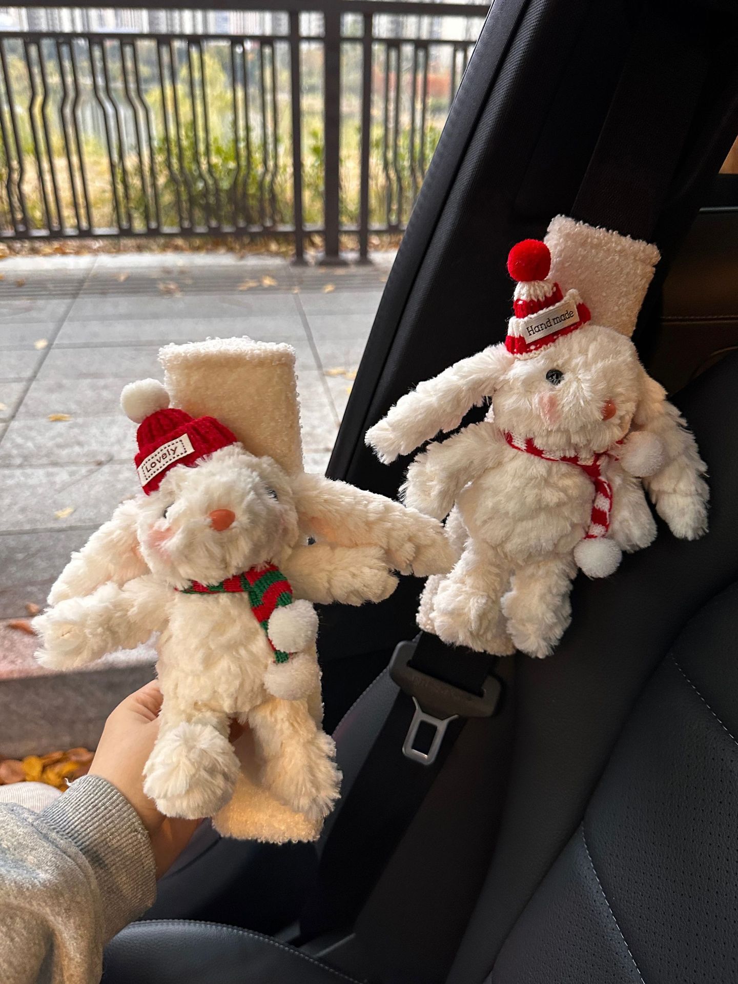 Rabbit car seat belt shoulder pad anti-collar protective cover car ornaments cute plush girl car interior