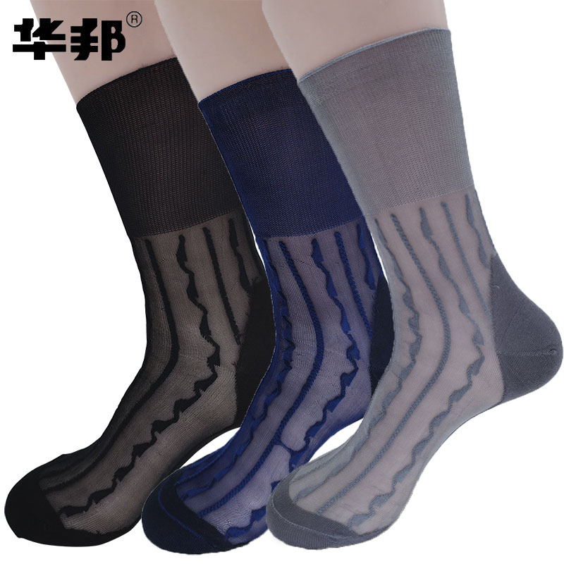 Huabang Elderly Loosen Silk Stockings Men's Socks Summer Ultra-thin Breathable Old-fashioned Carbonate Nylon High-rise Anti-slip Foot