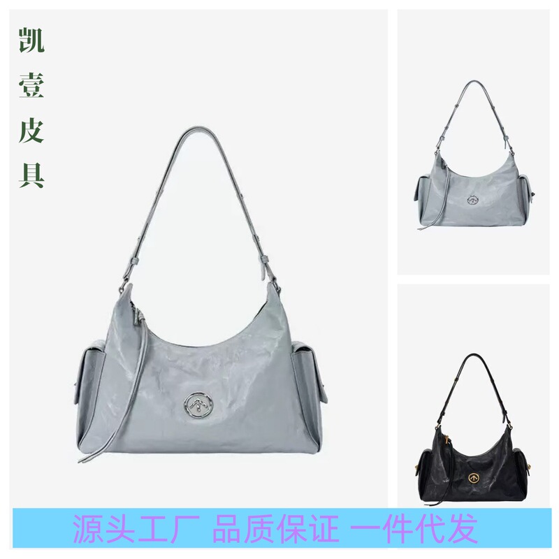 Grott0 Le25 New Color Toast Hobo Bag Vegetable-Tanned Sheepskin Underarm Shoulder Crossbody Soft Bag