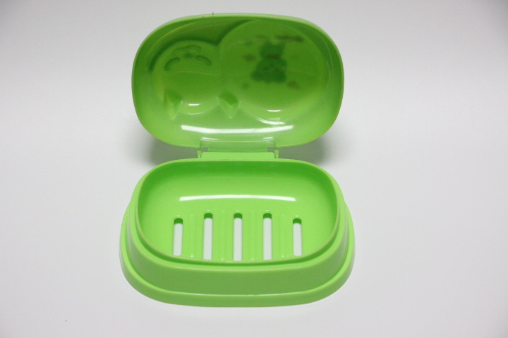 Exportación de plástico flip bow caja de jabón ternera caja de jabón de drenaje con tapa PS caja de jabón de goma de acero