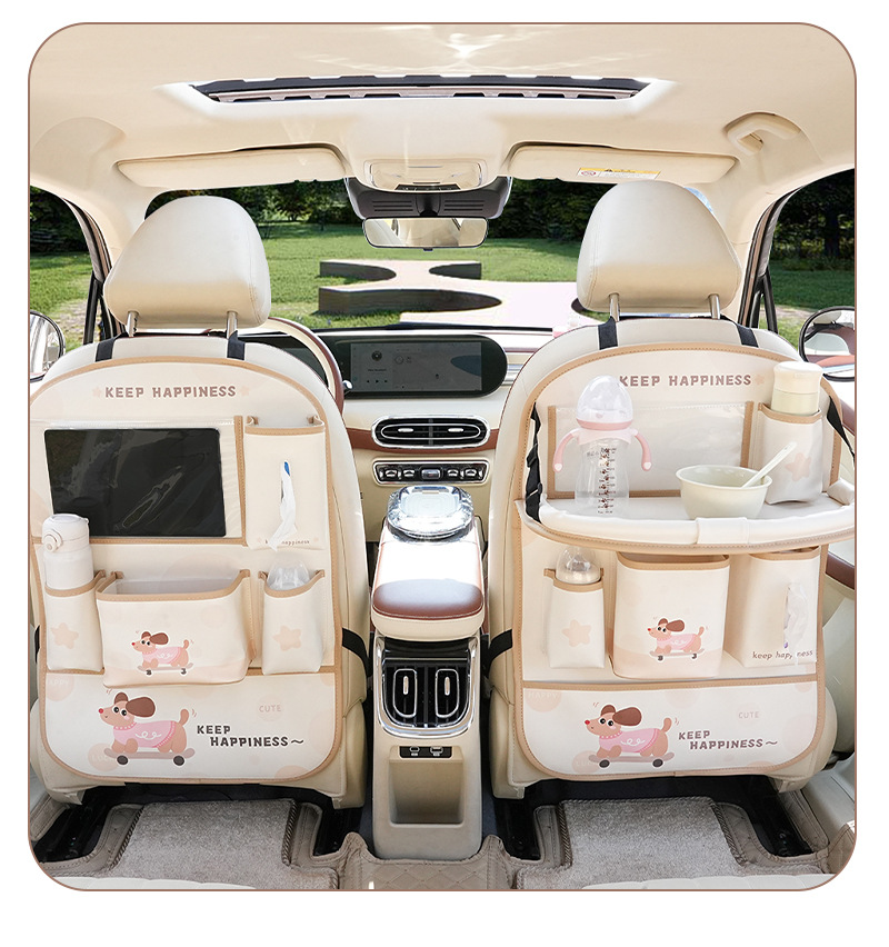 Creative Car-Mounted Folding Small Table Storage Hanging Bag Car Seat Back Storage Bag Car Trash Can Tissue Box