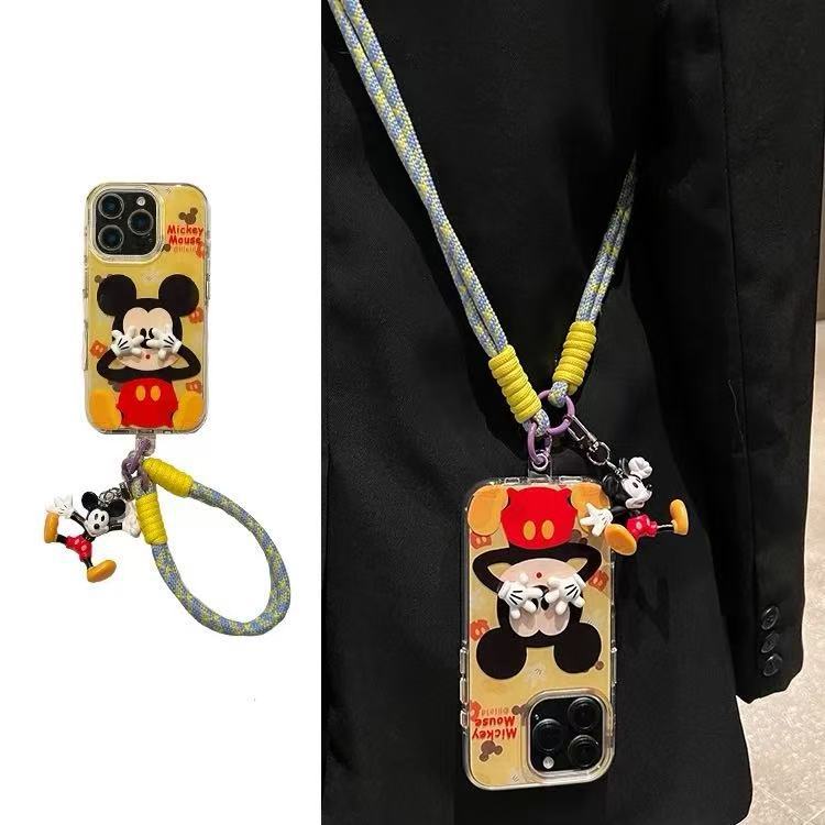 Divertido y lindo cubriéndose la cara Mickey para iphone15 funda para teléfono móvil 16ProMax Apple 14 tridimensional 13 dibujos animados 16