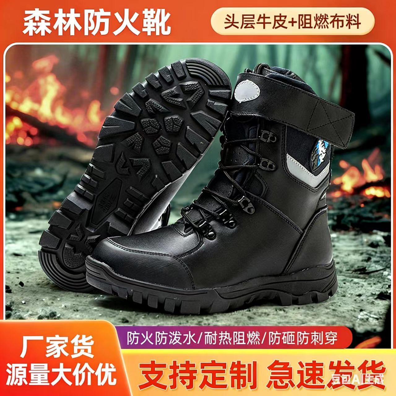 森林灭火作战防护靴消防员消防靴应急抢险救援靴森林防火靴劳保鞋