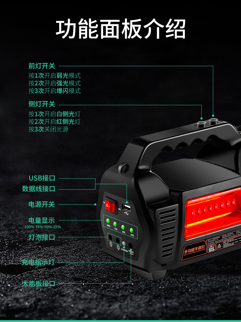 Kangming Flashlight LED Outdoor Strong Light Charging Portable Lighting Hotel Fire Home Security Property KM-2657