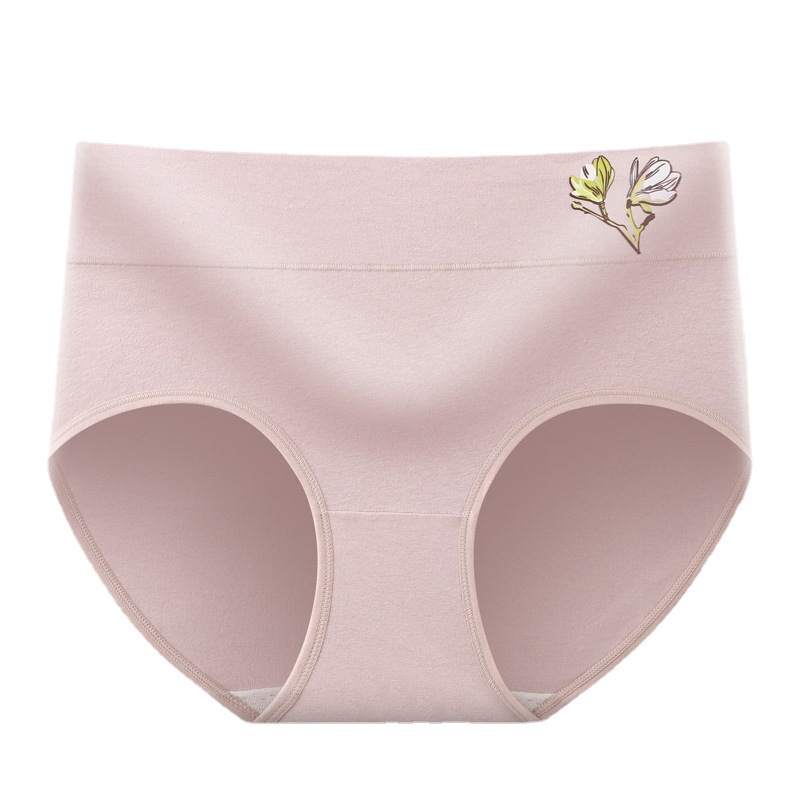 Ropa interior antibacteriana respirable de la envoltura de la cintura media-alta del algodón de la cintura impresa exquisita caliente-presionado elástico ropa interior cómoda para las mujeres