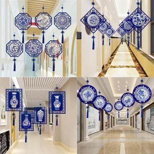 Kindergarten hanging decoration wall style hanging decoration blue and white classroom corridor ring layout hanging decoration