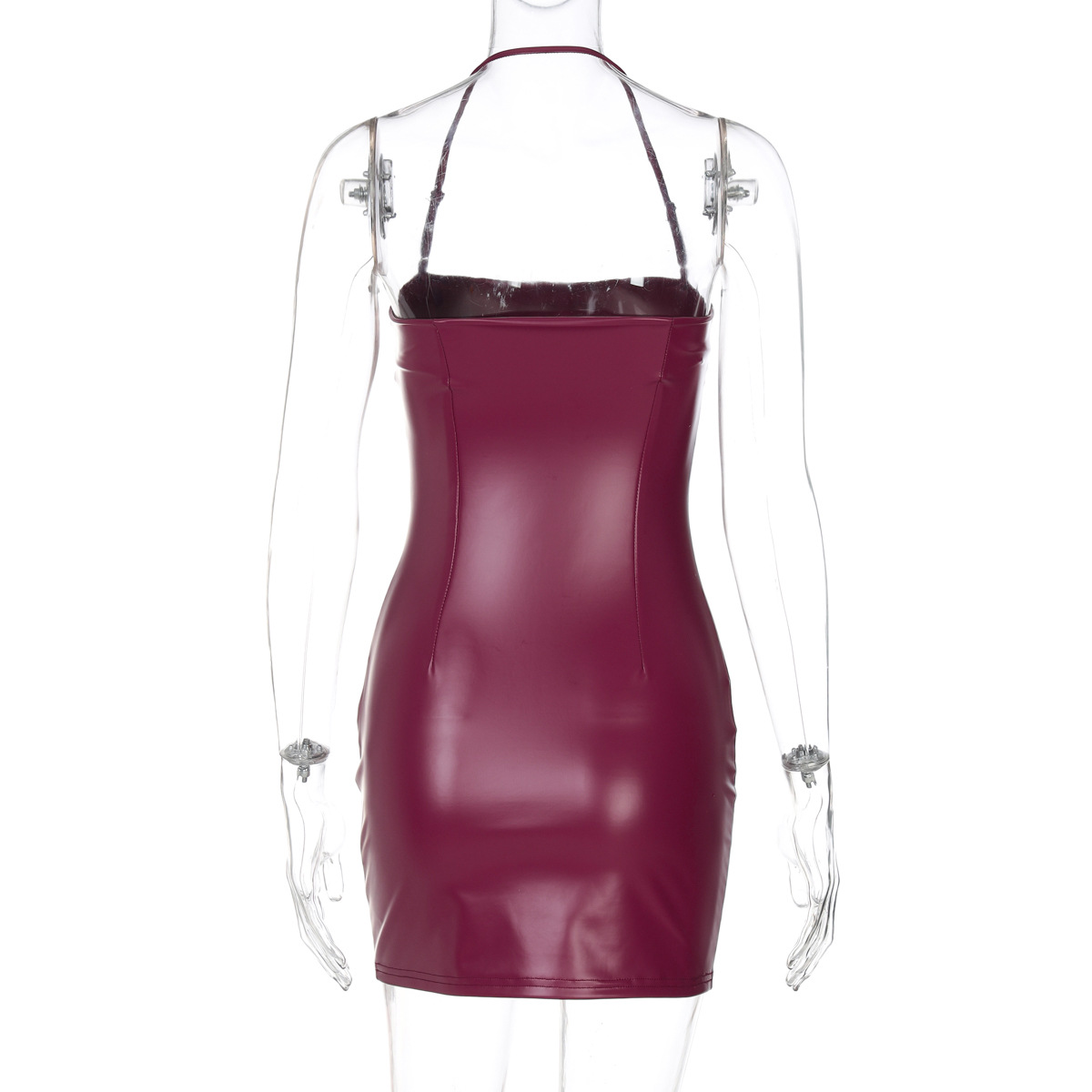 Women Clothing Spring Faux Leather Sexy Solid Color Tube Top Halter Sexy Tight Hip 7 Women Clothing Spring Faux Leather Sexy Solid Color Tube Top Halter Sexy Tight Hip