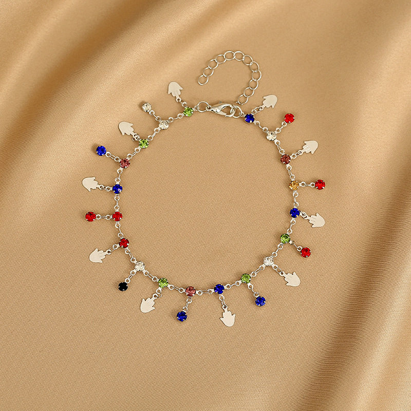 Fashion Flower Alloy Copper Plating Inlay Crystal Anklet Necklace 1 Piece