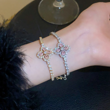 锆石水滴花朵可抽拉手链韩国小众气质百搭手环轻奢高级感新款手饰