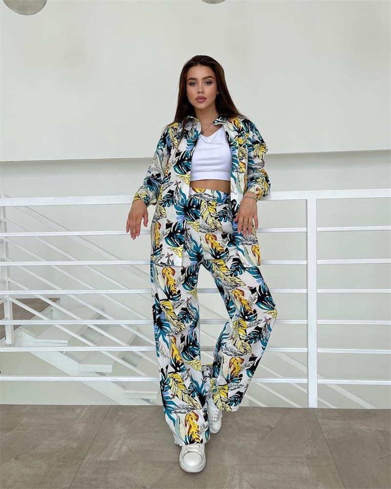 Holiday Women's Vacation Plant Polyester Printing Pants Sets Pants Sets display picture 1