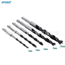 5PCS六角柄三尖黑白木工钻 45#钢 木工专用 1/4快换柄