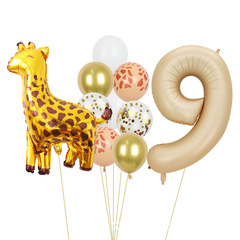 ins style cross-border deer aluminum film balloon cream caramel color 40 inch digital birthday party decoration venue layout