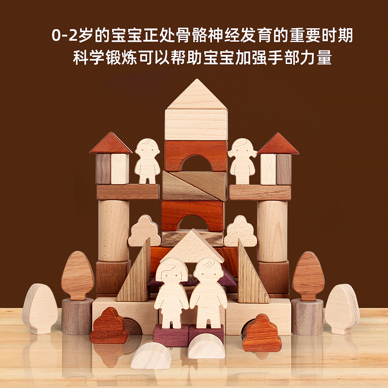 (2개) 조기 교육 큰 입자 페인트는 가족 성 다중 목재 빌딩 블록을 만들기 위해 지능 재미를 깨뜨릴 수 없습니다.