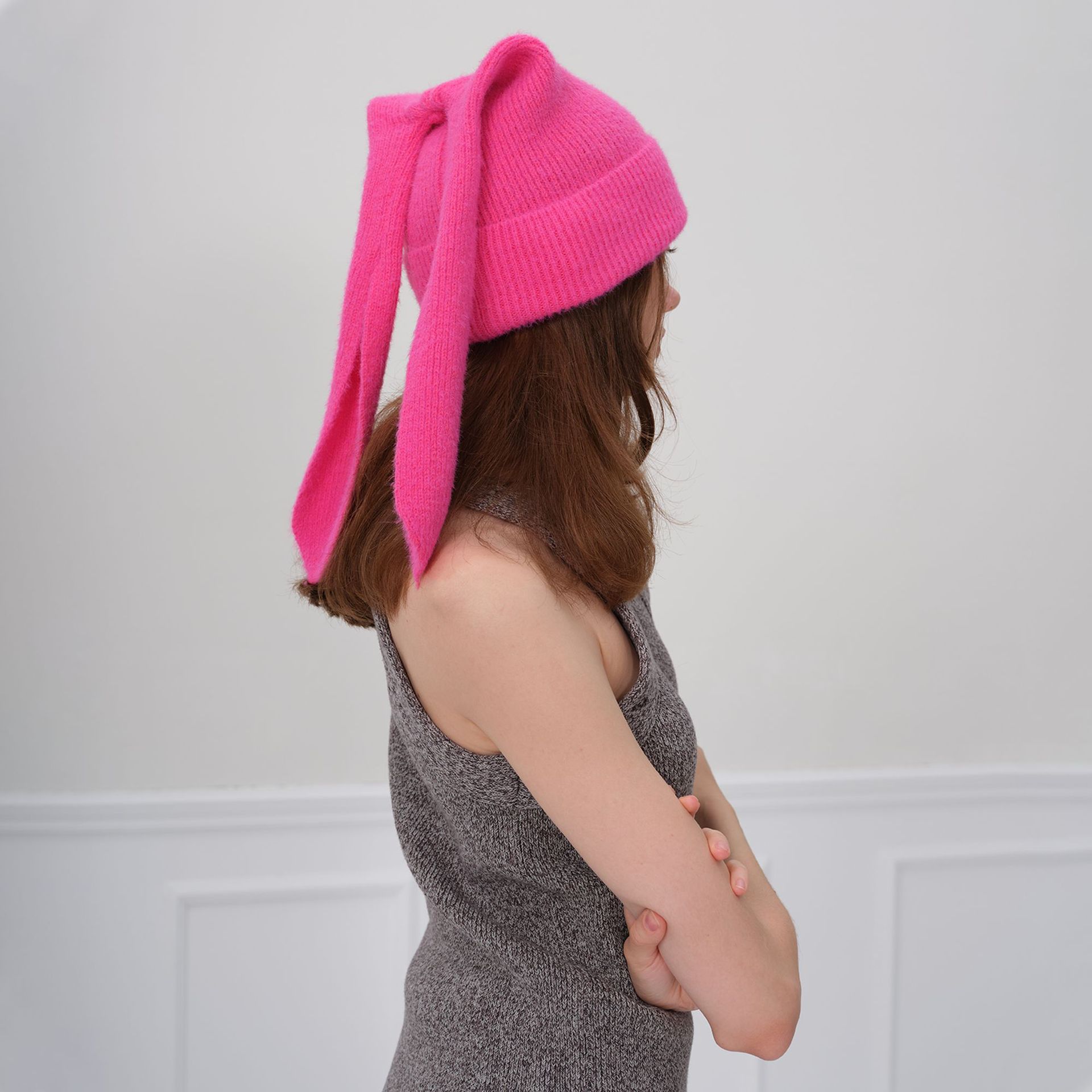 Unisex Scarf Fashion fashion warm thickened solid color cute rabbit ears hat_voghion.com
