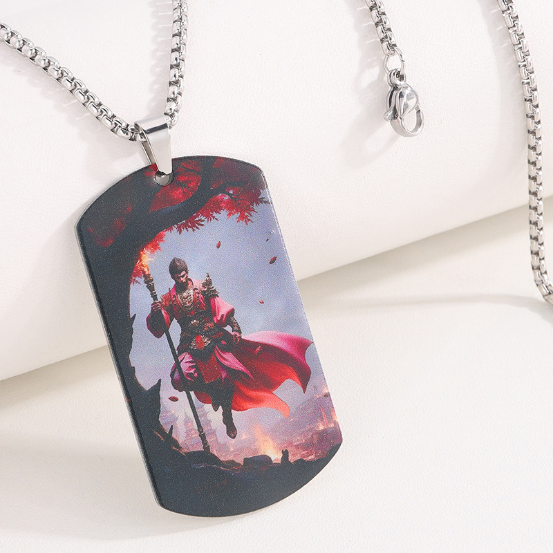 Nuevo mito negro Wukong alrededor de la famosa en línea con la marca de Buda titanio acero inscripción de batalla de la marca de Buda santo colgante joyas