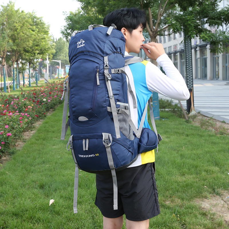 Mochila Profesional de Montañismo 60L de Nylon, Impermeable y Transpirable, para Deportes al Aire Libre