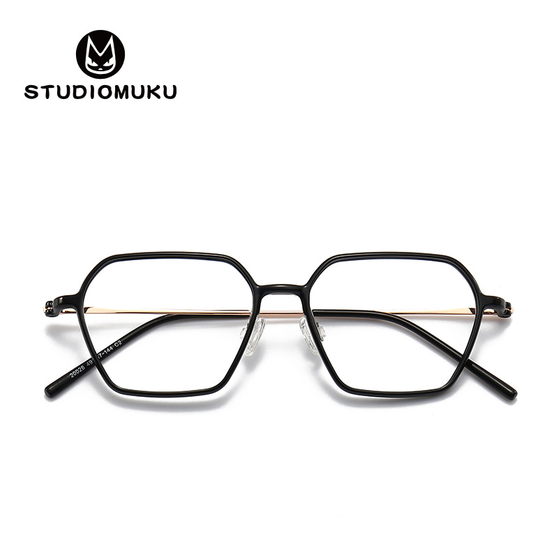 STUDIOMUKU gafas frescas de madera un poco delicado sabor retro marco temperamento desgaste polígono marco