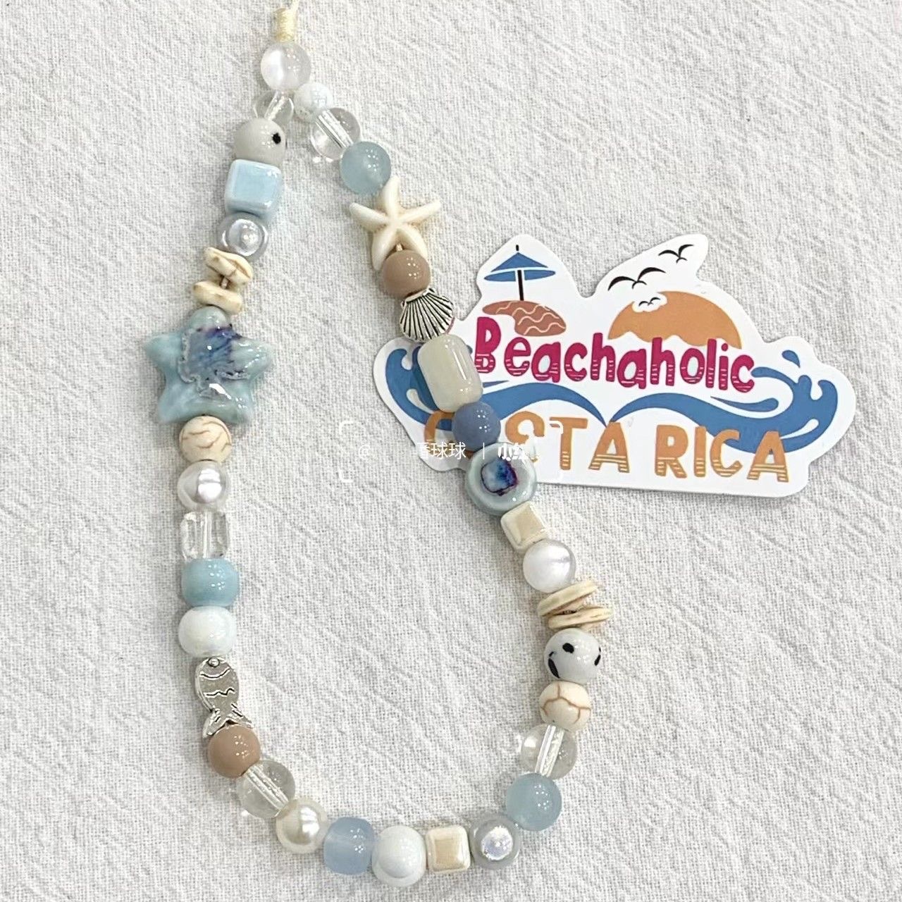 Verano mar estilo estrella azul teléfono móvil cadena fresca CCD cordón bricolaje adornos Cámara anti-Pérdida cuerda serie Azul