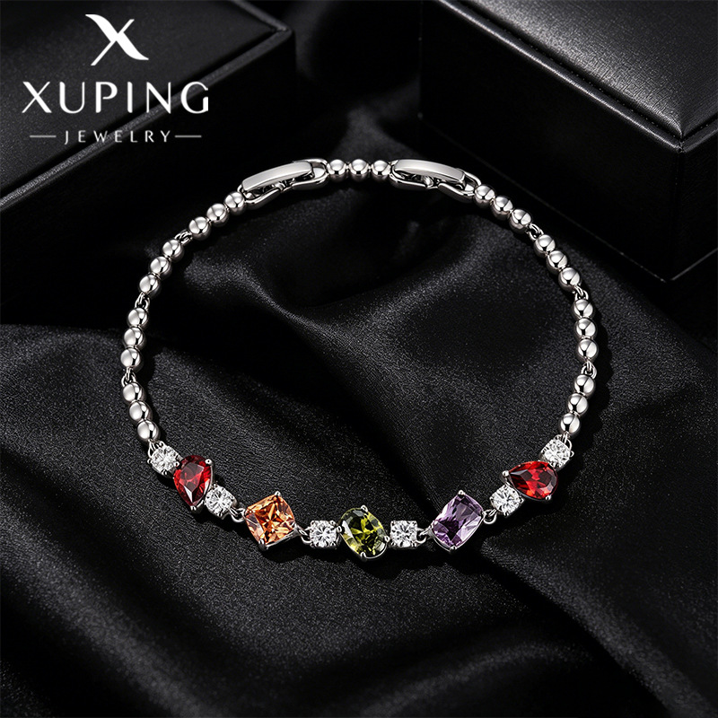 Xuping gemas artificiales de color incrustadas pulseras de dama de moda ligera lujosa sensación de diseño de verano suave joyas al por mayor