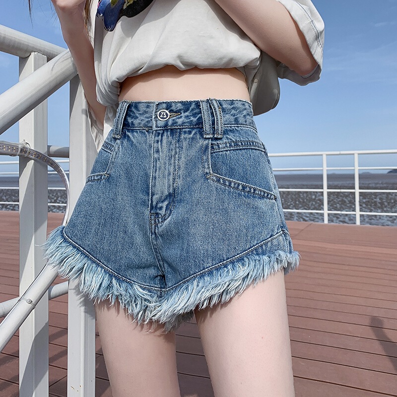 High-Waisted Pink Denim Shorts for Women, Summer 2025 New Style, High Street Ins Trend, Loose Frayed A-Line Slimming Hot Pants High-Waisted Pink Denim Shorts for Women, Summer 2025 New Style, High Street Ins Trend, Loose Frayed A-Line Slimming Hot Pants
