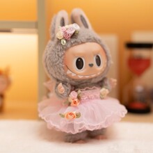 仅衣服】17CM拉布布衣服LABUBU着替白色粉色头花纱裙钥匙扣包挂件