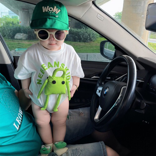 Detachable Robot 0-2 Year Old Baby Triangle Bib Pants Summer Breathable Cotton Soft Shaped Romper Crawling Suit