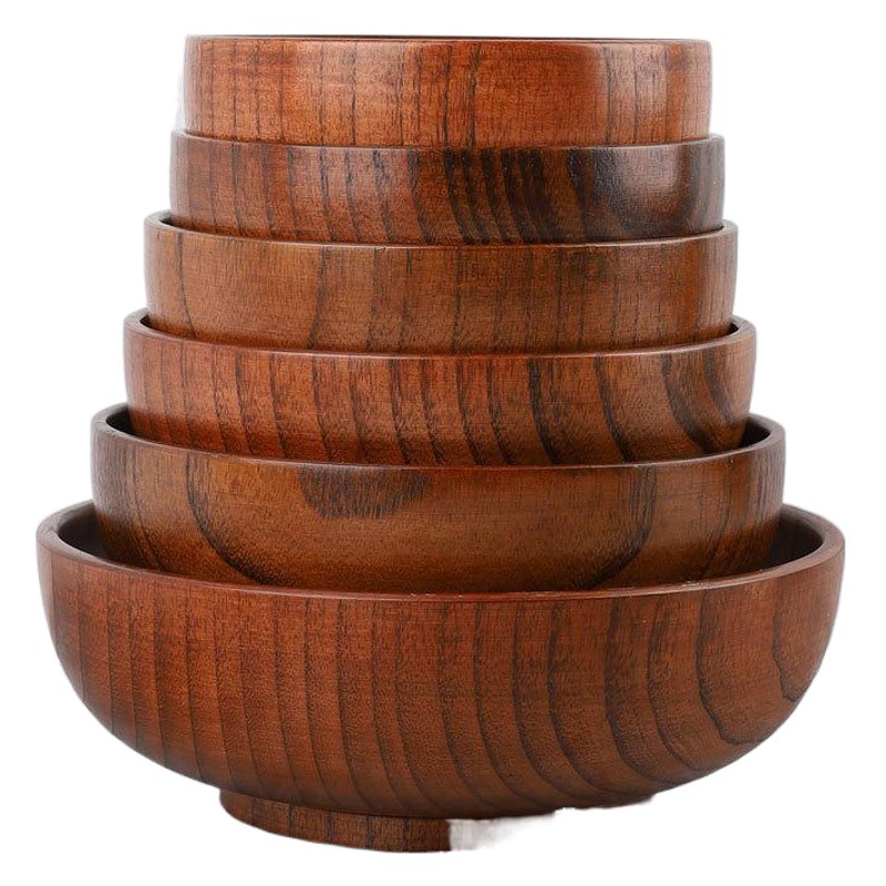 Suministro directo de fábrica de aislamiento de madera de la Jujube agria Gran Tazón productos superiores anti-escaldado ensaladera de madera en stock al por mayor