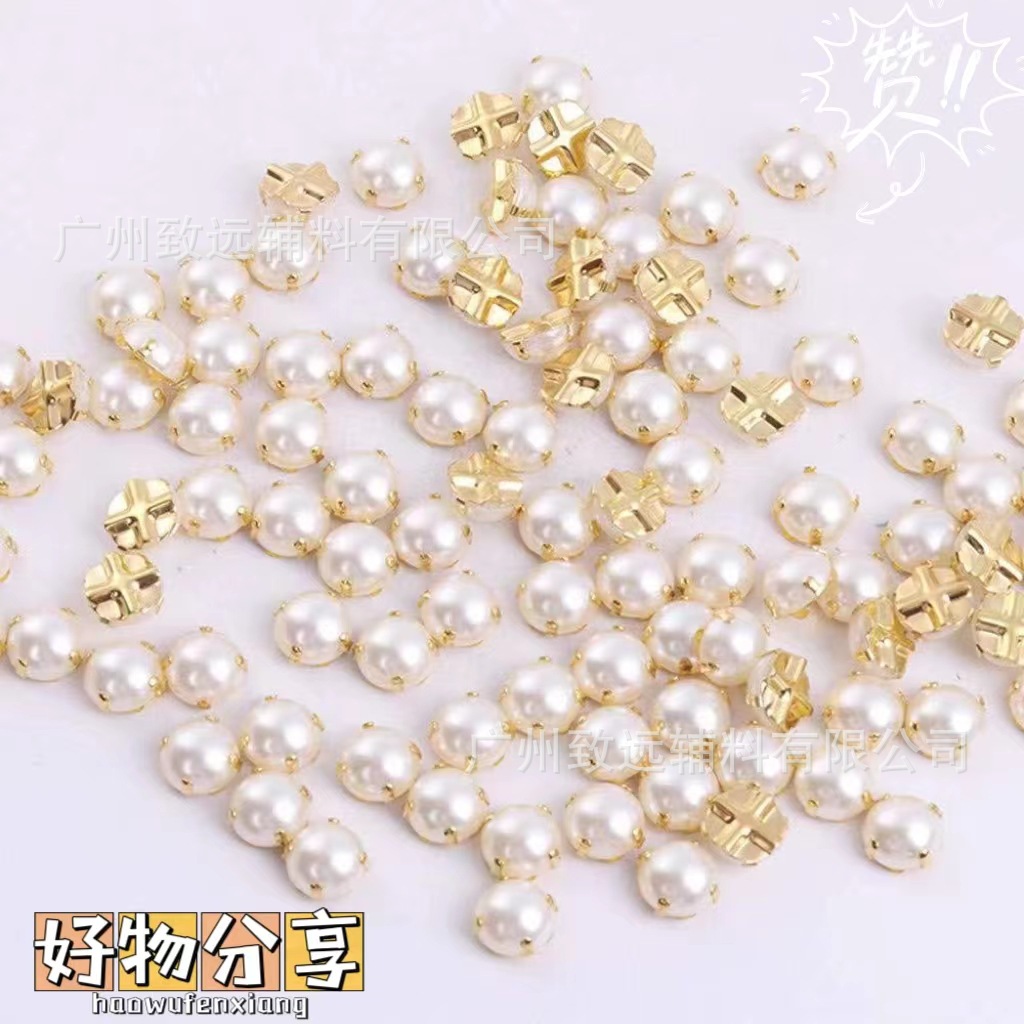 Adornos de pedrería ABS semicirculares con forma de garra, muy vendidos, para accesorios de ropa, vestidos de novia, accesorios de pedrería cosidos a mano, 100 piezas/paquete. image 6