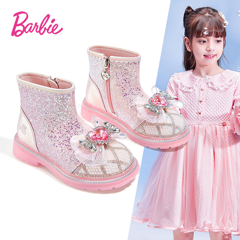 Fashionable and Sweet Princess Boots 2025 Winter Style Girls' Velvet Boots, Stylish Leather Boots, Kidsren's Short Boots