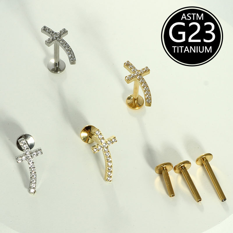 Pointed titanium steel lip stud product view