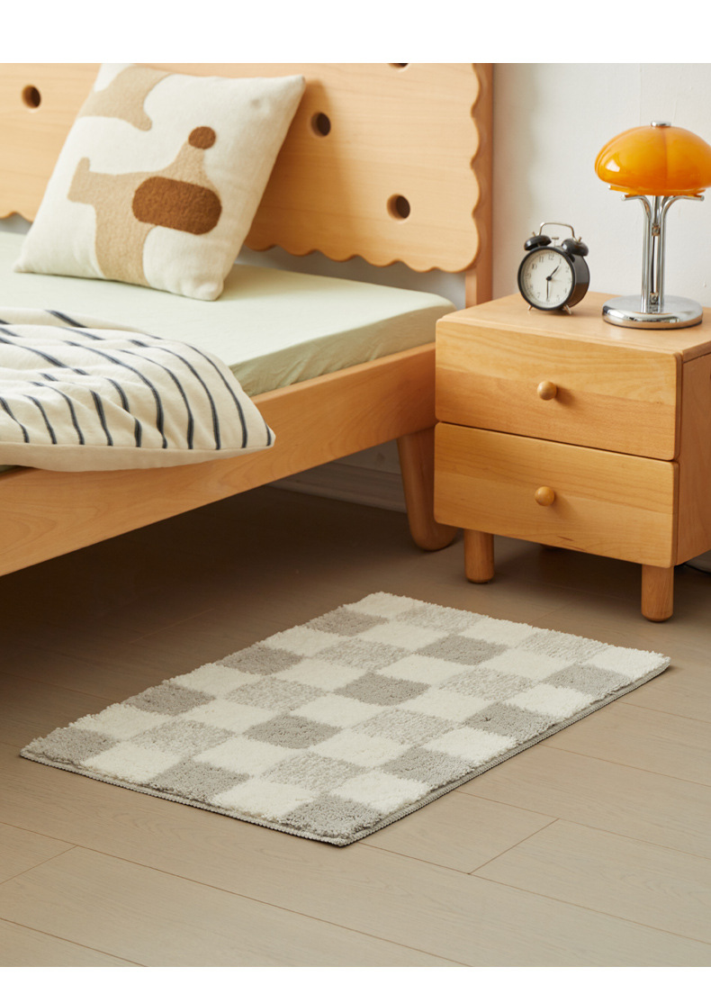 Checkerboard Bath Mat Non-slip Absorbent Washroom Rug For Home_voghion.com