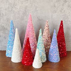 クリスマスバレンタインイースターベルベット中空スパンコールツリークリスマスツリー置物ホームパーティー装飾品