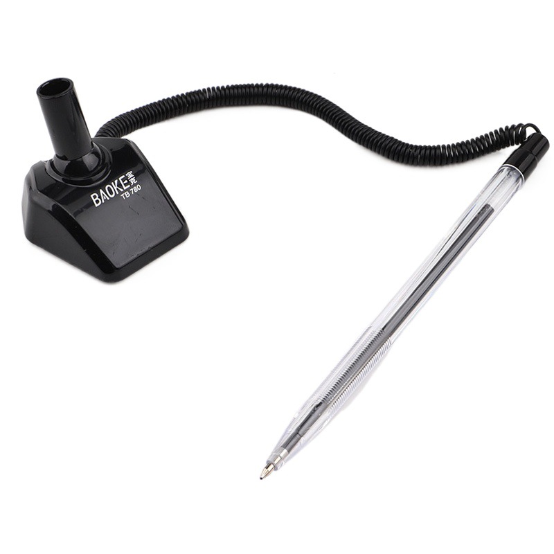 Baoketai pen ballpoint pen desktop ballpoint pen LOGO bank counter ballpoint pen with rope fixed signature