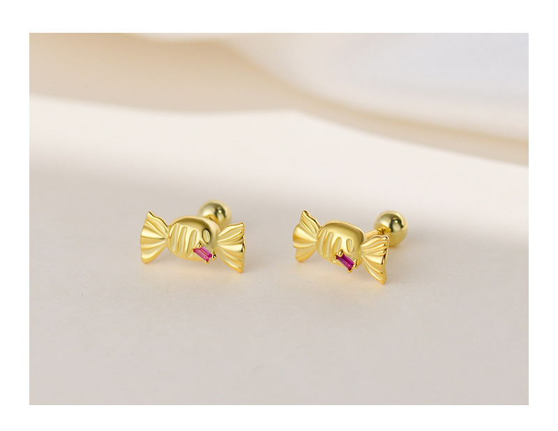 1 Pair Simple Style Candy Plating Inlay Sterling Silver Zircon Ear Studs display picture 6