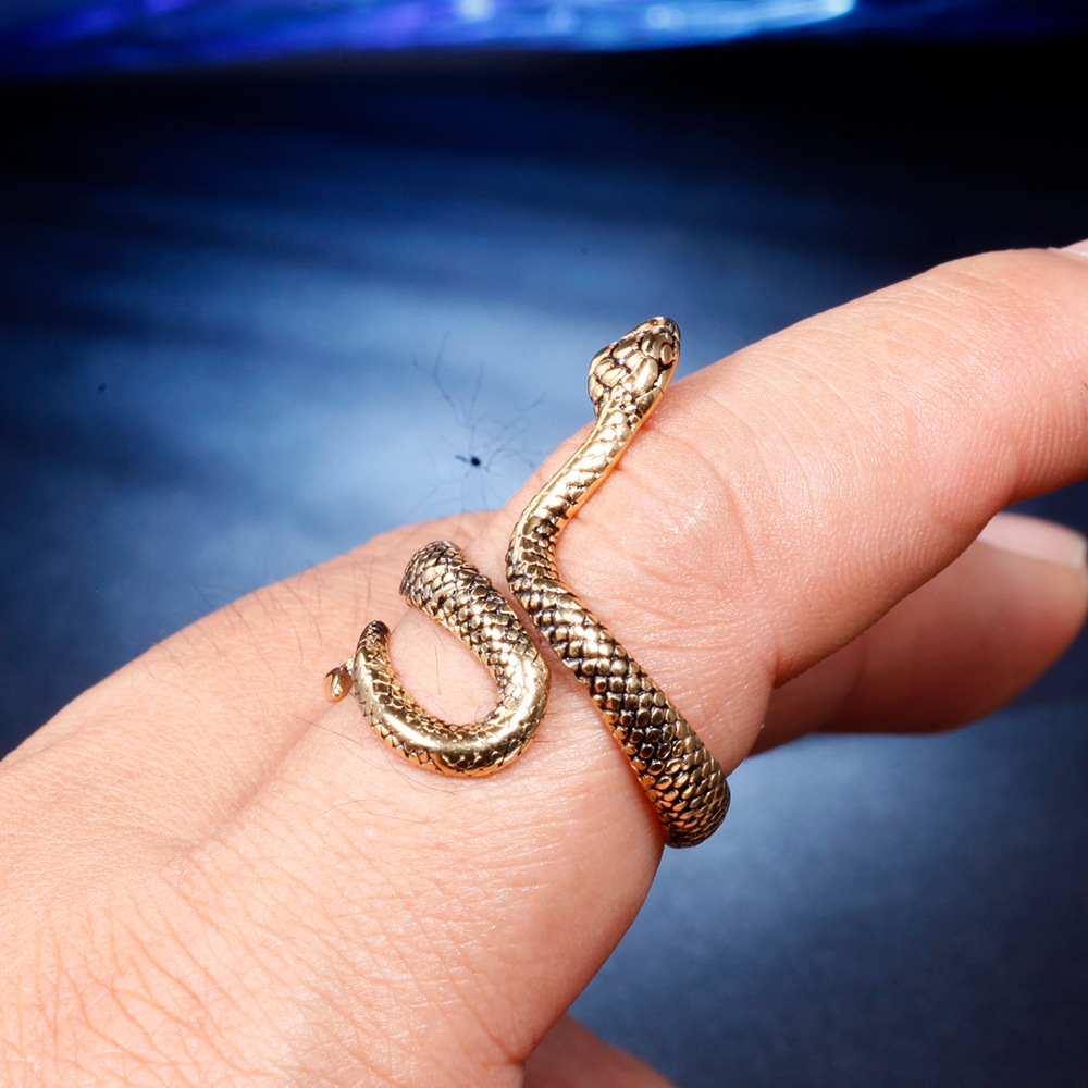 Retro Serpiente Metal Hombres Anillos display picture 4