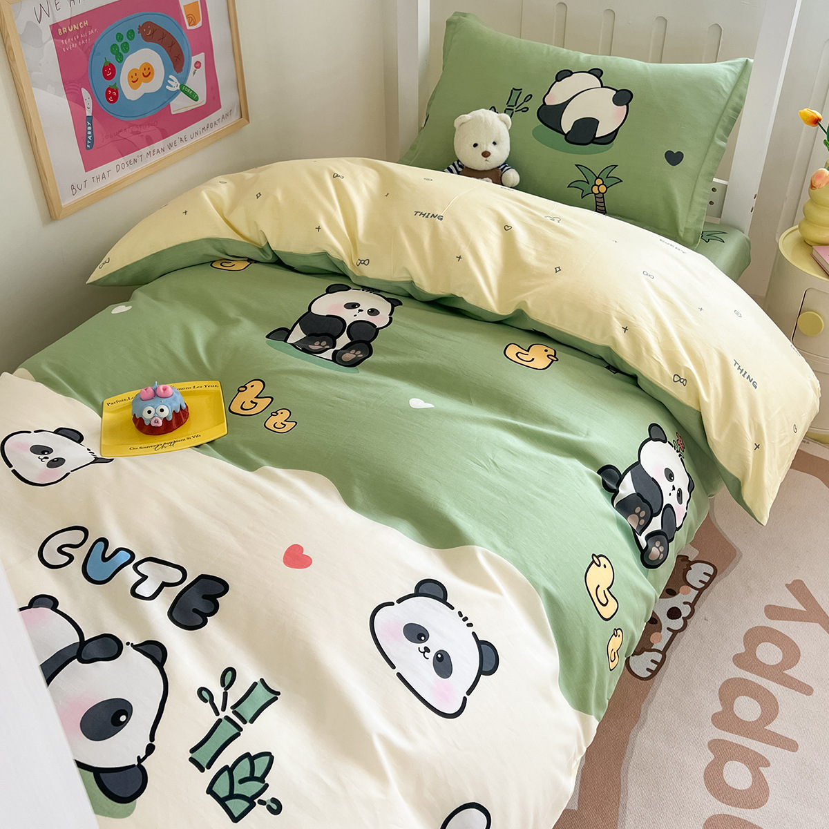 Dormitorio universitario ropa de cama de tres piezas algodón de cuatro piezas 100 sábanas individuales de algodón fundas de edredón