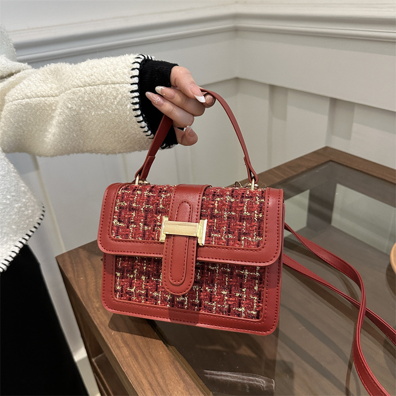 2024 invierno nuevo gran capacidad textura simple portátil hombro único axilar bordado de diamante bolso de mano
