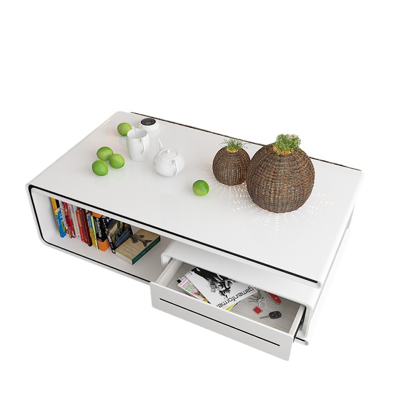 Sala de estar mesa de café TV gabinete combinación retráctil visual gabinete pintura piso gabinete placa vidrio templado armario OFERTA ESPECIAL image 5