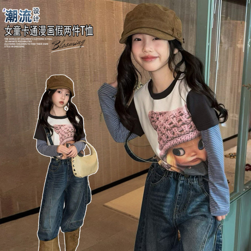 Zhili children's clothing girls' autumn base layer shirt 2026 new style children's digital print Korean style top children's long sleeve t-shirt