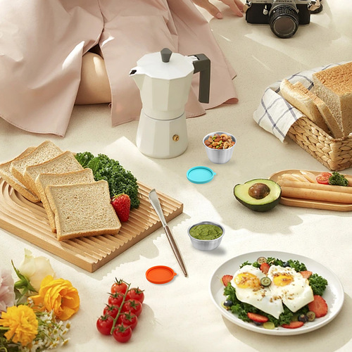 Cross-border 304 stainless steel dipping sauce plate 50/70ML sauce cup with lid leak-proof salad sauce container dipping sauce dish