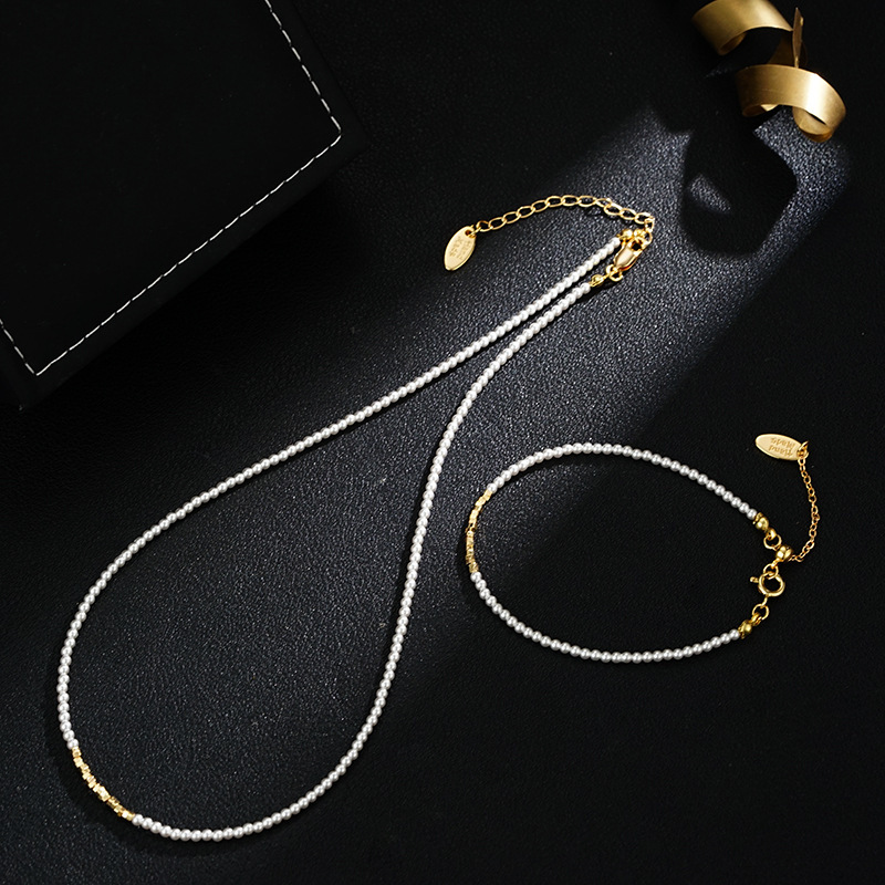 New Popular Online Niche Design Light Luxury Exquisite Simple Temperament Xiaomi Bead Bracelet Necklace Set Wholesale