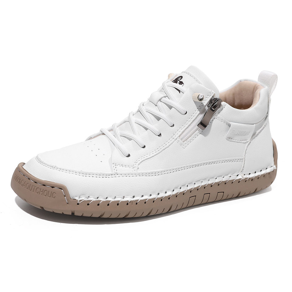 Giày Martin cổ lửng unisex cỡ lớn, đế bằng, đường may, phong cách Hàn Quốc — 9883 màu be, 9883 màu trắng, 9883 màu đen, 9883 vàng nâu