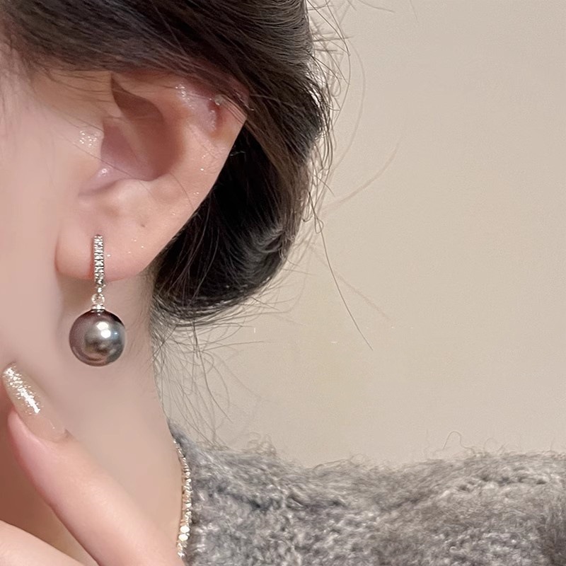 S925银针韩版耳钉简约气质小众个性珍珠耳环女高级感轻奢耳饰批发详情4